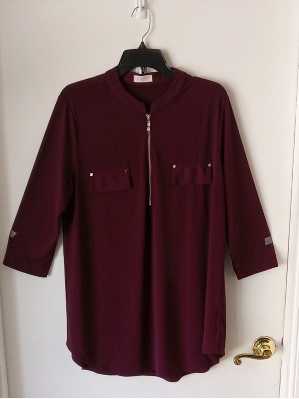 Women’s Burgundy Zip-Front Shirt - Unbranded